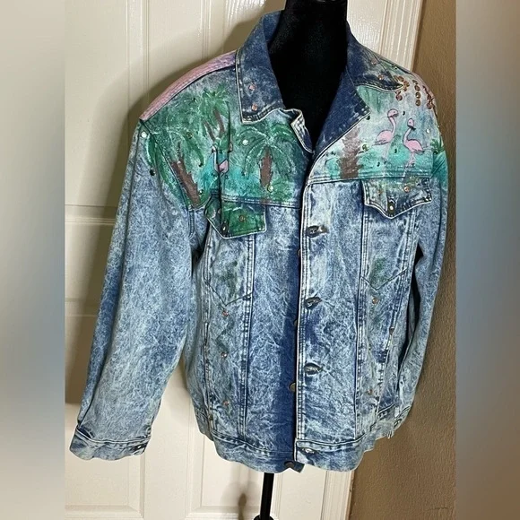 Vintage Distressed Studded Hollywood / Pink Cadillac Jean Jacket​​​​​​​​​​​​​​​​ - Picture 6 of 13